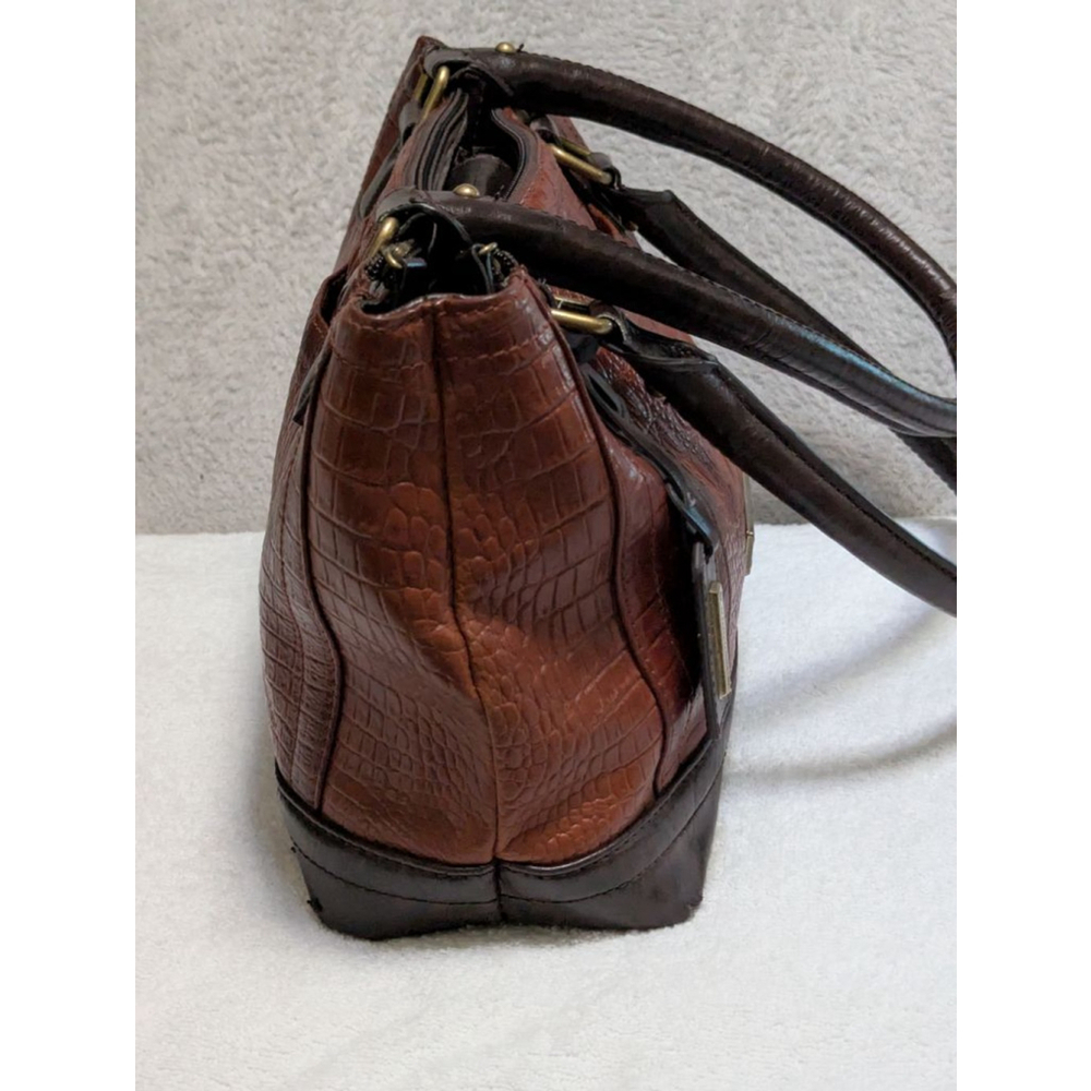 Women's Tignanello Brown Croc Embossed Satchel One Size Handbag Purse - Picture 4 of 16